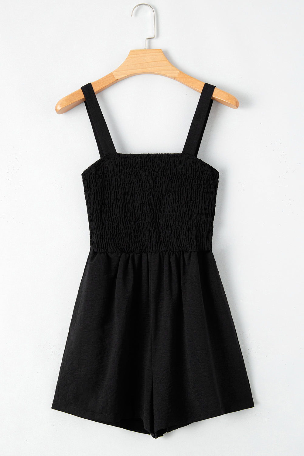 Black Casual Pocketed Smocked Sleeveless Romper - Premium Bottoms/Jumpsuits & Rompers from Momma Done Gone Crafty- Just $17.94! Shop now at Momma Done Gone Crafty