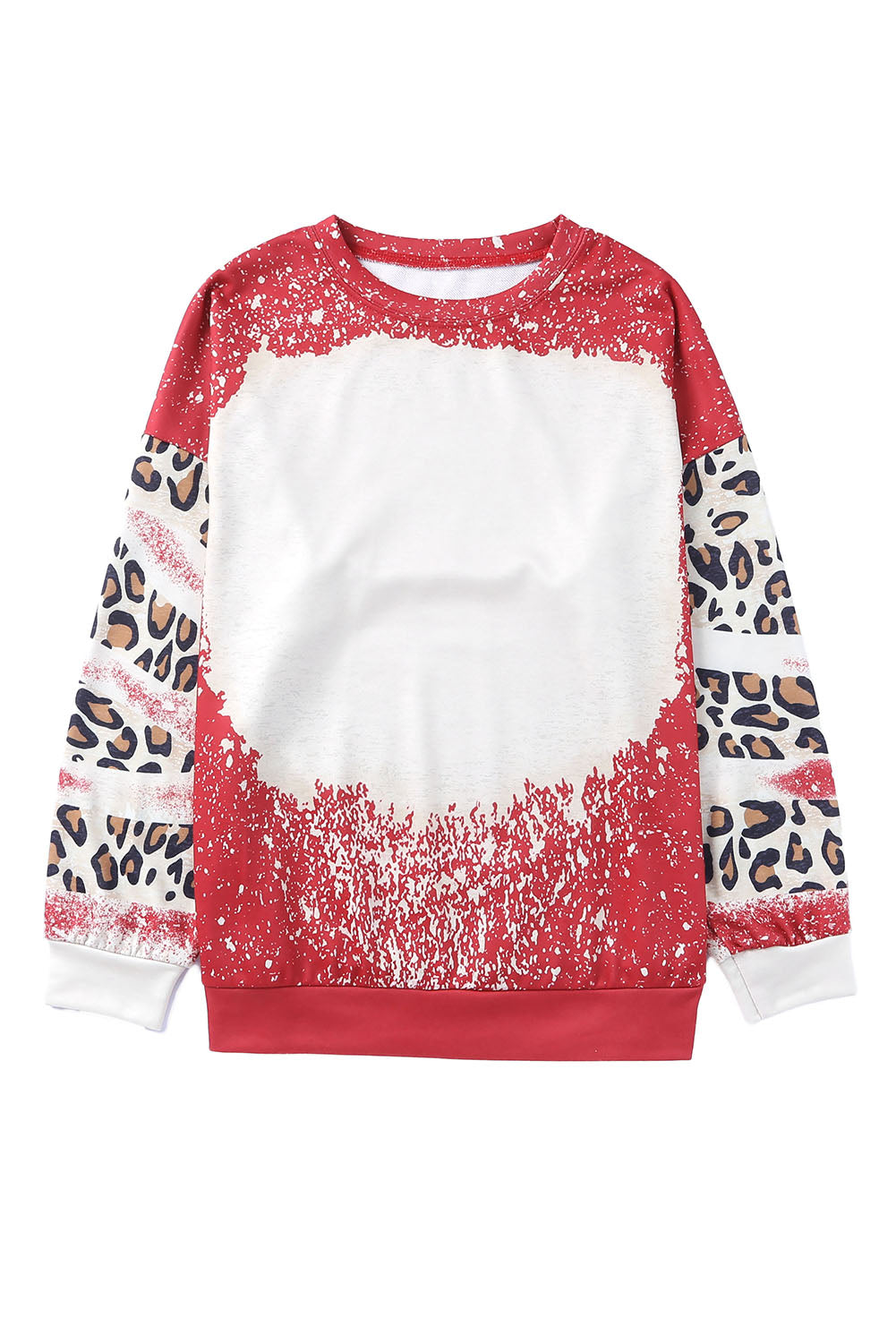 Red Tie Dye Leopard Drop Shoulder Sweatshirt - Premium Tops from Momma Done Gone Crafty- Just $33.60! Shop now at Momma Done Gone Crafty