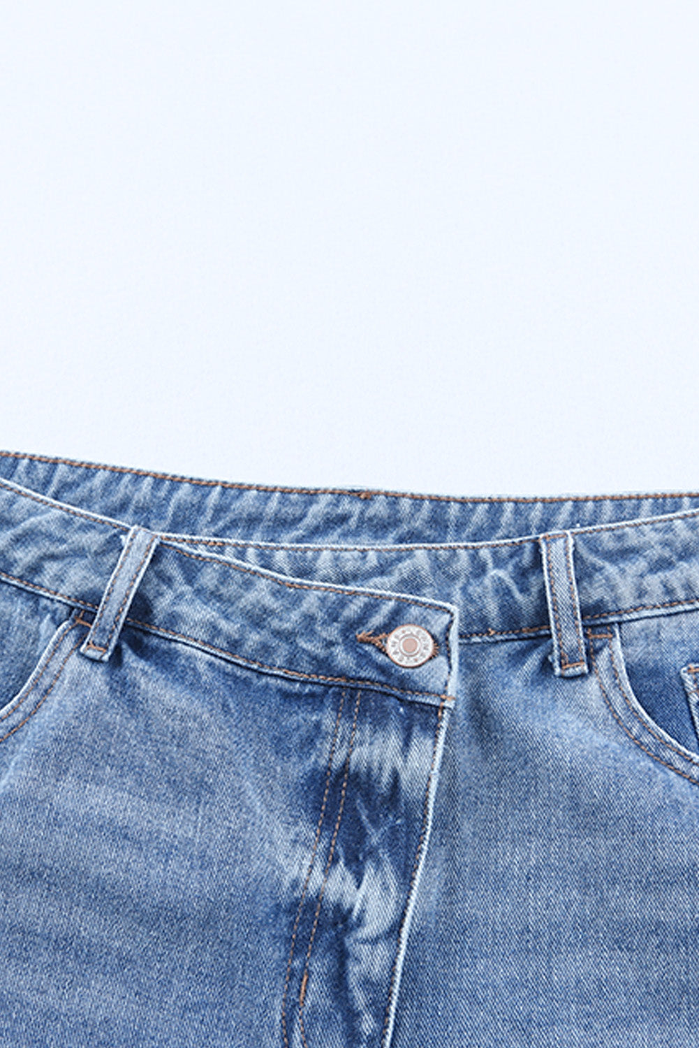 Sky Blue High Rise Crossover Waist Denim Shorts - Premium Bottoms from Ashes 2 Wildflowers Boutique, LLC- Just $34.99! Shop now at Ashes 2 Wildflowers Boutique, LLC