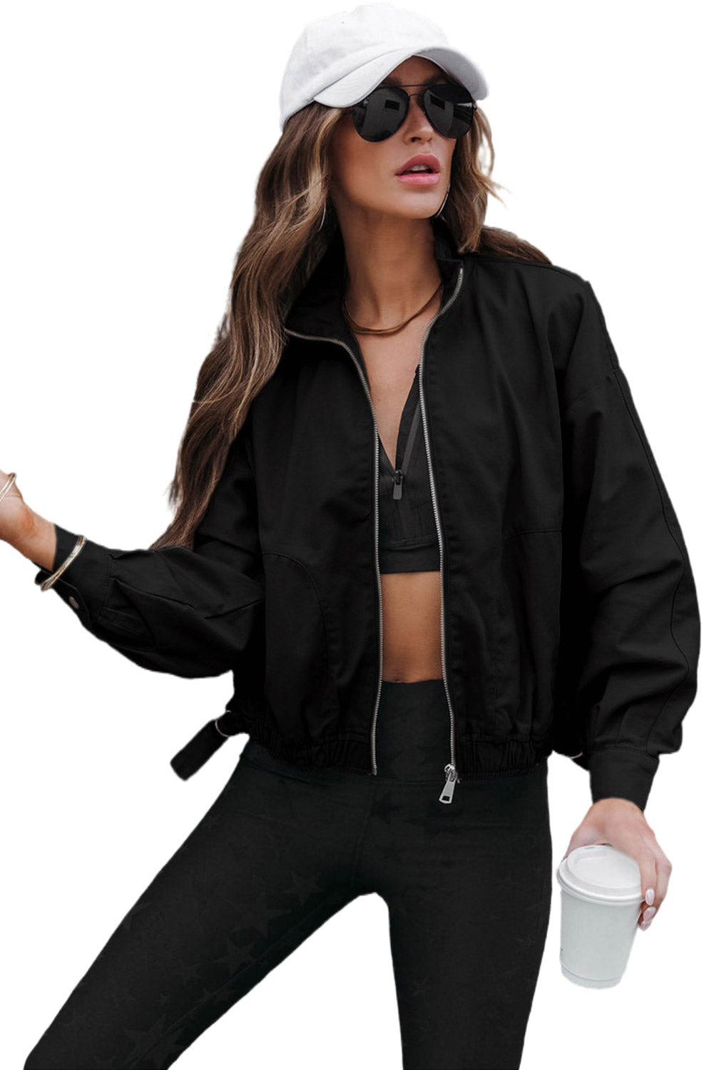 Black Solid Full Zipped Jacket - Premium Outerwear from Momma Done Gone Crafty- Just $68.94! Shop now at Momma Done Gone Crafty