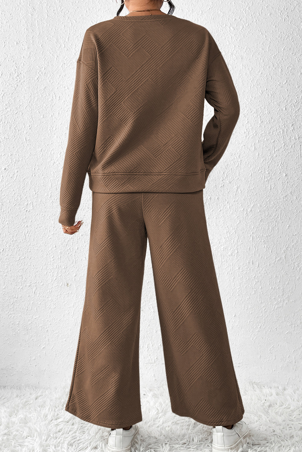 Dark Brown Ultra Loose Textured 2pcs Slouchy Outfit - Premium Loungewear from Momma Done Gone Crafty- Just $36.60! Shop now at Momma Done Gone Crafty