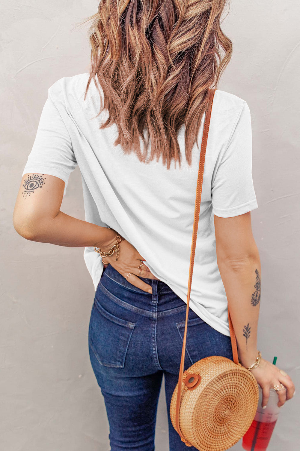 White Holes Crew Neck Cotton Mixed T-shirt - Premium Tops/Tops & Tees from Momma Done Gone Crafty- Just $22.99! Shop now at Momma Done Gone Crafty