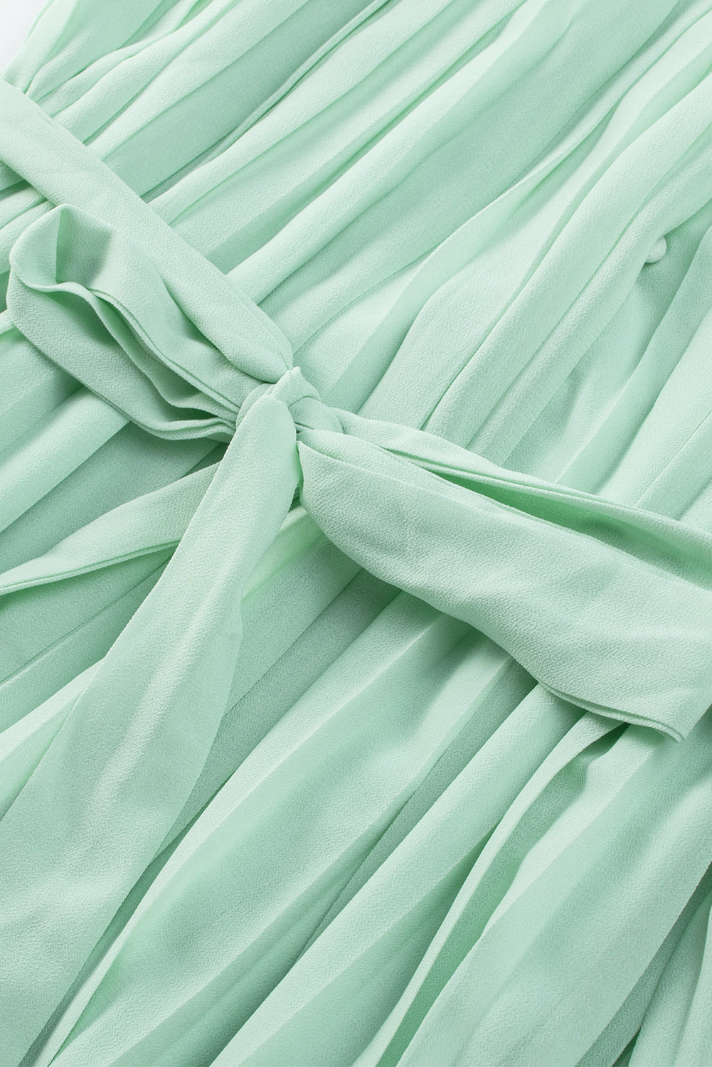 Green Pleated Ruffled Tie Waist Buttons V Neck Romper - Premium Bottoms from Momma Done Gone Crafty- Just $58.99! Shop now at Momma Done Gone Crafty
