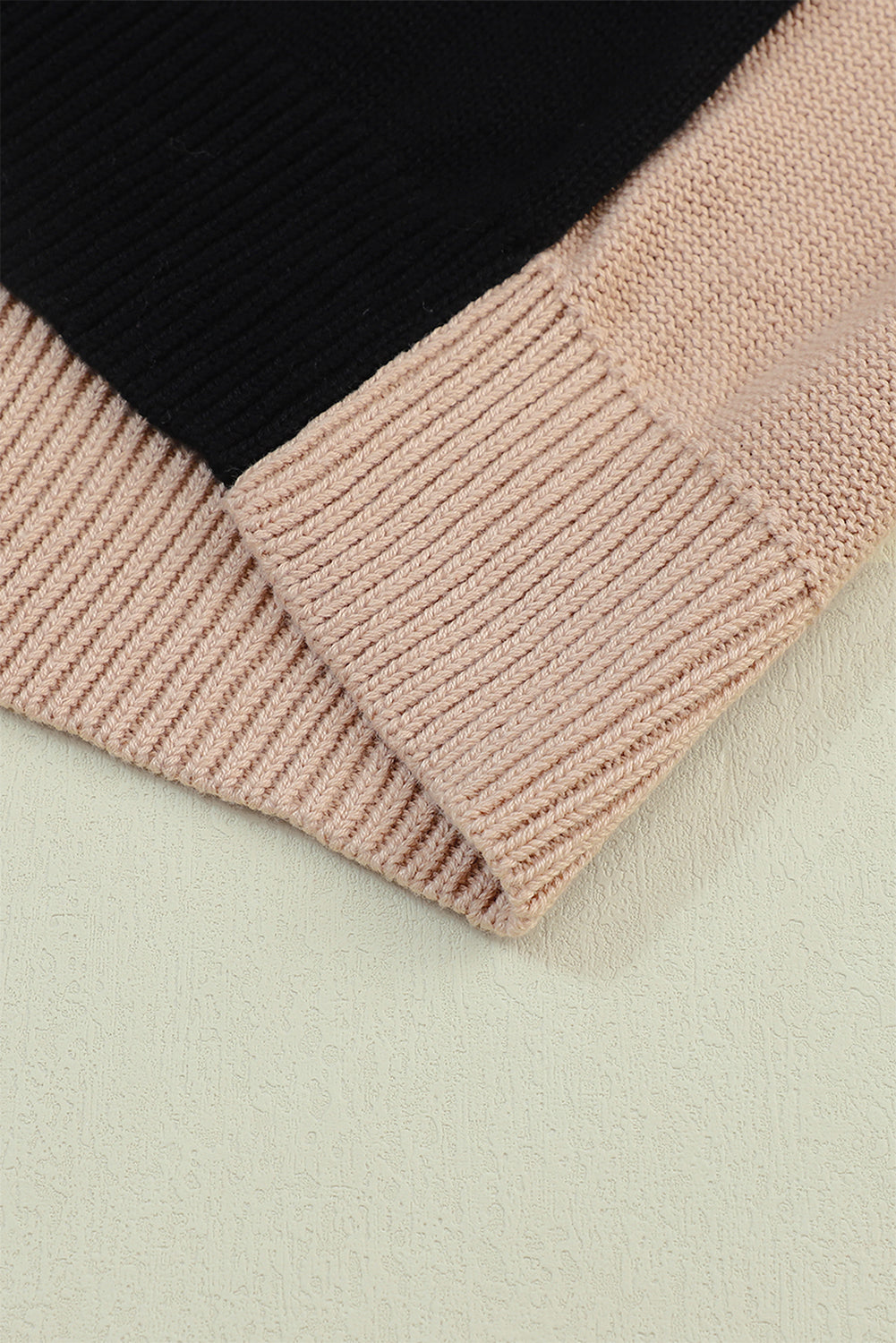 Black Colorblock Bishop Sleeve Ribbed Trim Sweater - Premium Tops from Momma Done Gone Crafty- Just $44.55! Shop now at Momma Done Gone Crafty