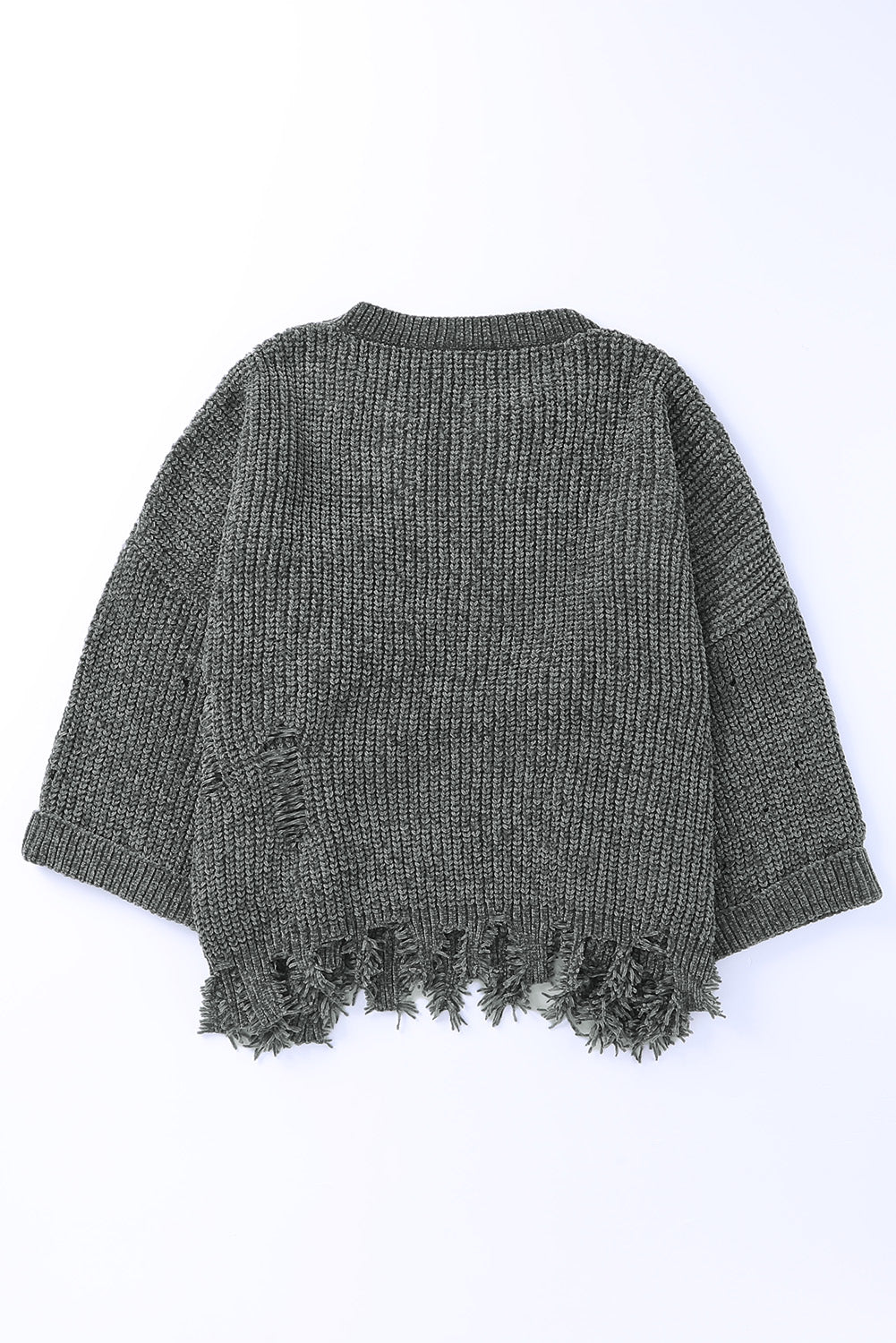 Gray Ripped Raw Hem Chunky Pullover Sweater - Premium Tops from Momma Done Gone Crafty- Just $44.94! Shop now at Momma Done Gone Crafty