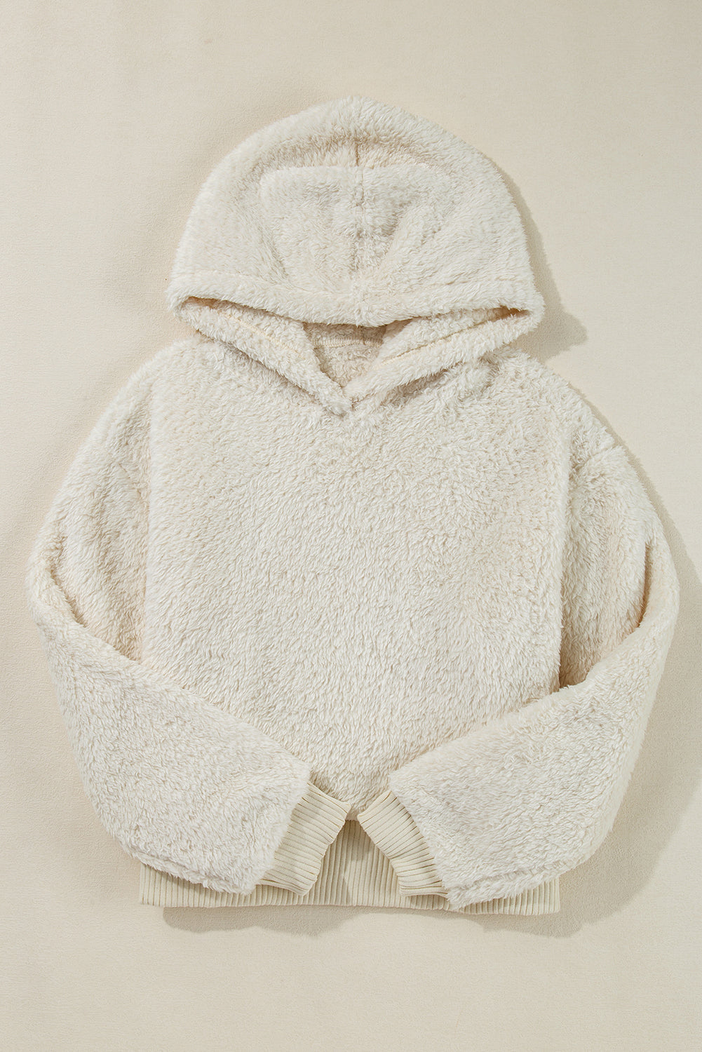 White Contrast Ribbed Edge Plush Hoodie - Premium Tops/Sweatshirts & Hoodies from Ashes 2 Wildflowers Boutique, LLC- Just $30.50! Shop now at Ashes 2 Wildflowers Boutique, LLC