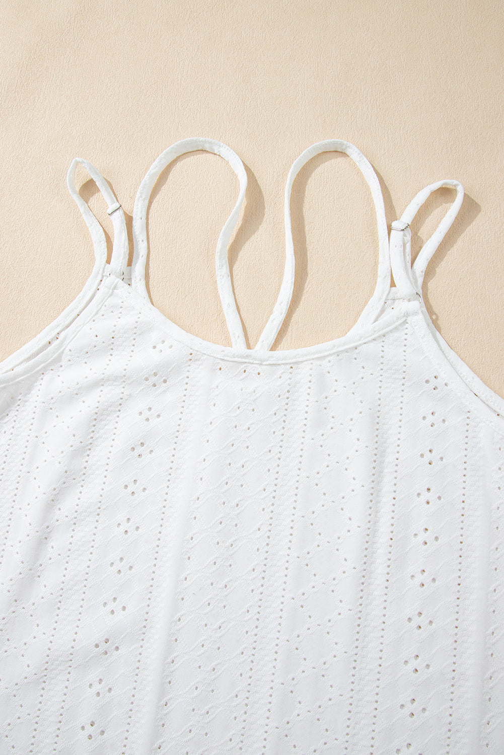 White Eyelet Strappy Scoop-Neck Tank Top - Premium Tops from Momma Done Gone Crafty- Just $12! Shop now at Momma Done Gone Crafty