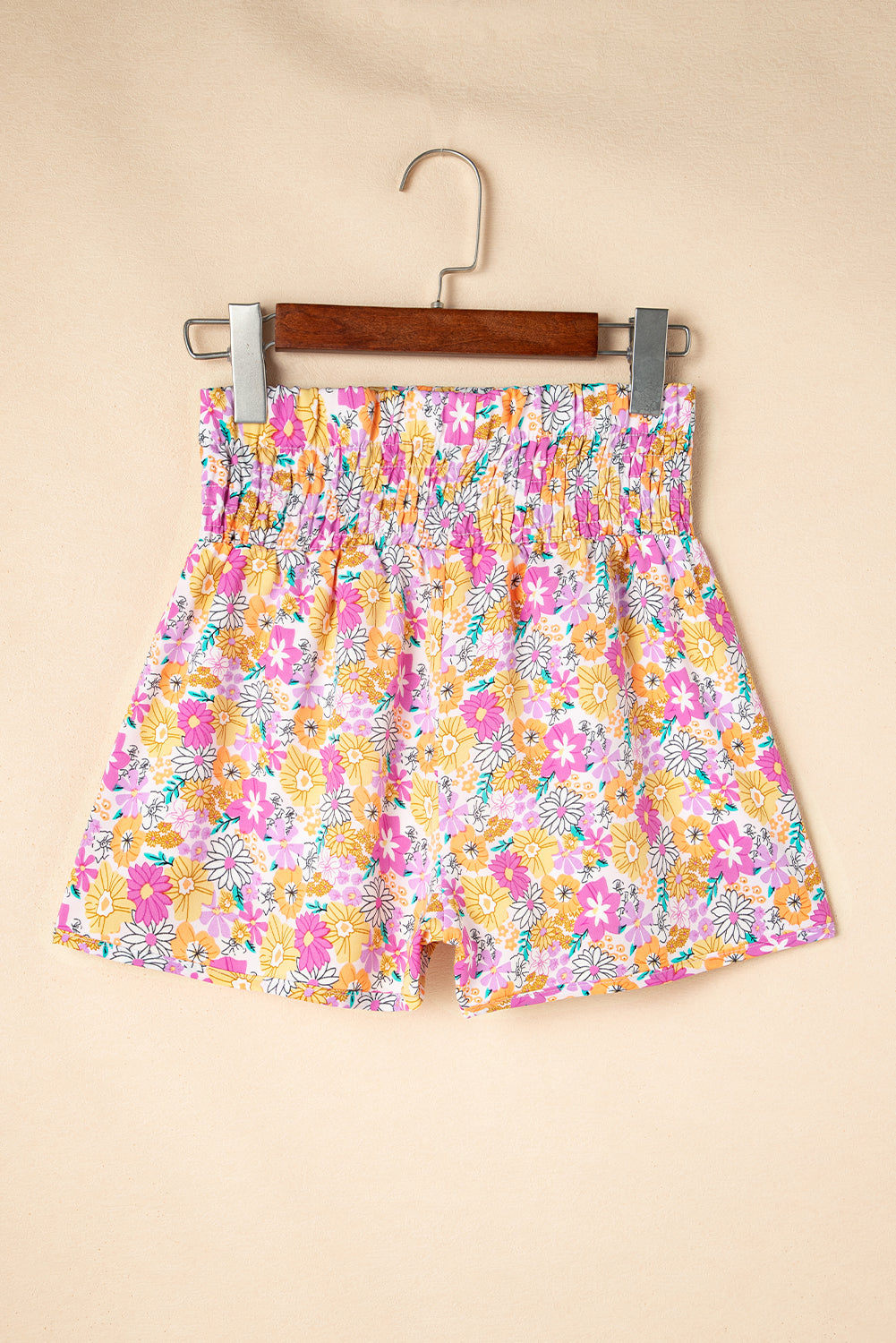 Pink Boho Floral Shirred High Waist Casual Shorts - Premium Bottoms/Casual Shorts from Ashes 2 Wildflowers Boutique, LLC- Just $26.59! Shop now at Ashes 2 Wildflowers Boutique, LLC