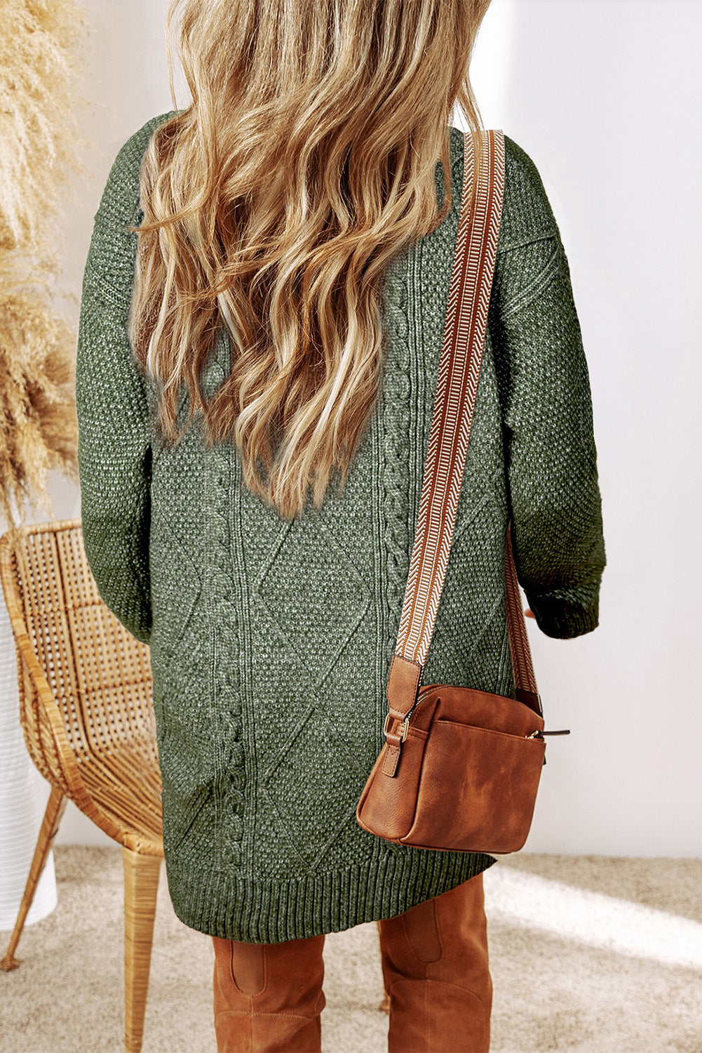 Mist Green Cable Knit Drop Shoulder Loose Fit Sweater Dress - Premium Sweaters & Cardigans/Sweater Dresses from Momma Done Gone Crafty- Just $35.85! Shop now at Momma Done Gone Crafty