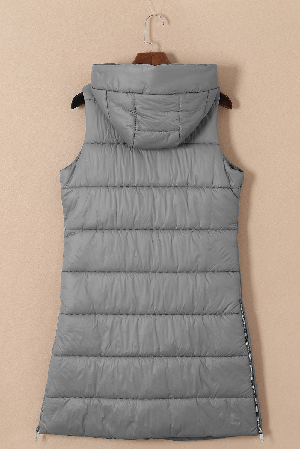 Dark Grey Hooded Long Quilted Vest Coat - Premium Outerwear from Momma Done Gone Crafty- Just $78.99! Shop now at Momma Done Gone Crafty