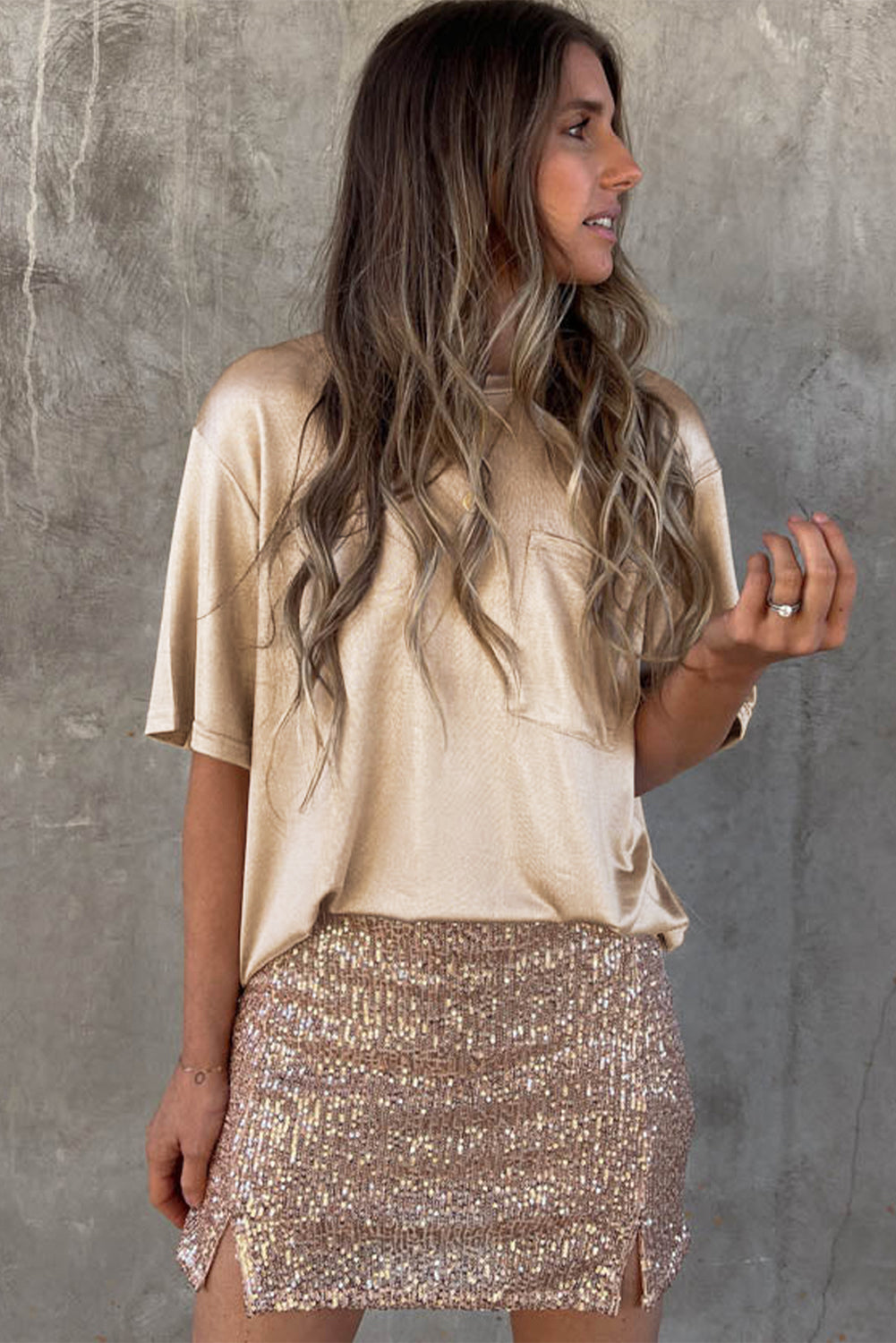 Apricot Chest Pocket Loose Fit T Shirt - Premium Tops/Tops & Tees from Ashes 2 Wildflowers Boutique, LLC- Just $28.99! Shop now at Ashes 2 Wildflowers Boutique, LLC