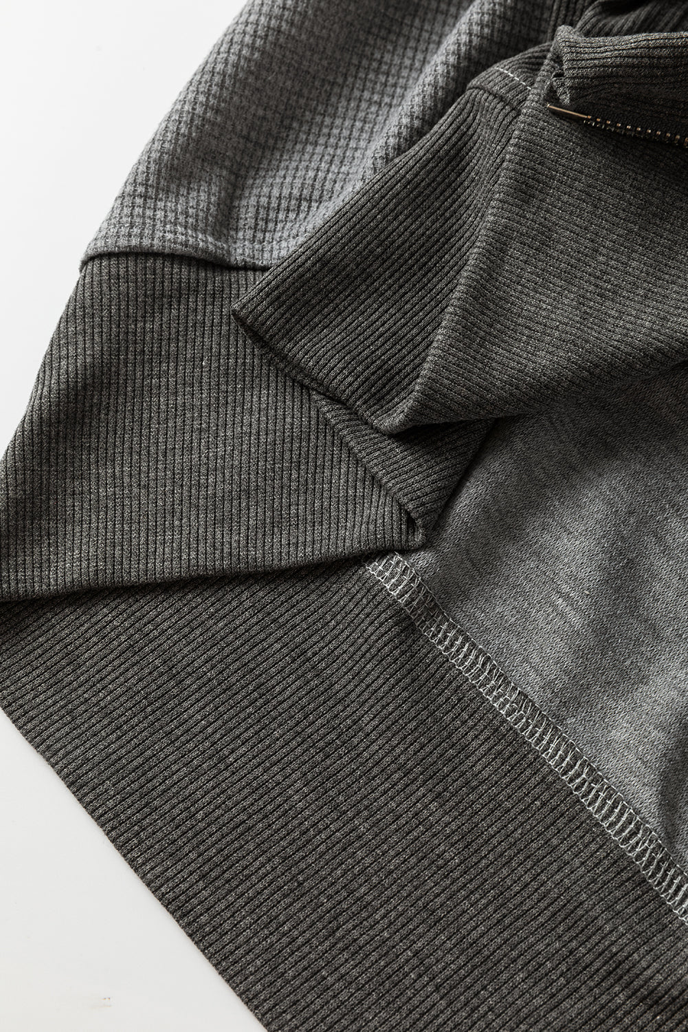 Gray Thermal Waffle Knit Full Zipper Hooded Jacket - Premium Outerwear from Momma Done Gone Crafty- Just $50.40! Shop now at Momma Done Gone Crafty