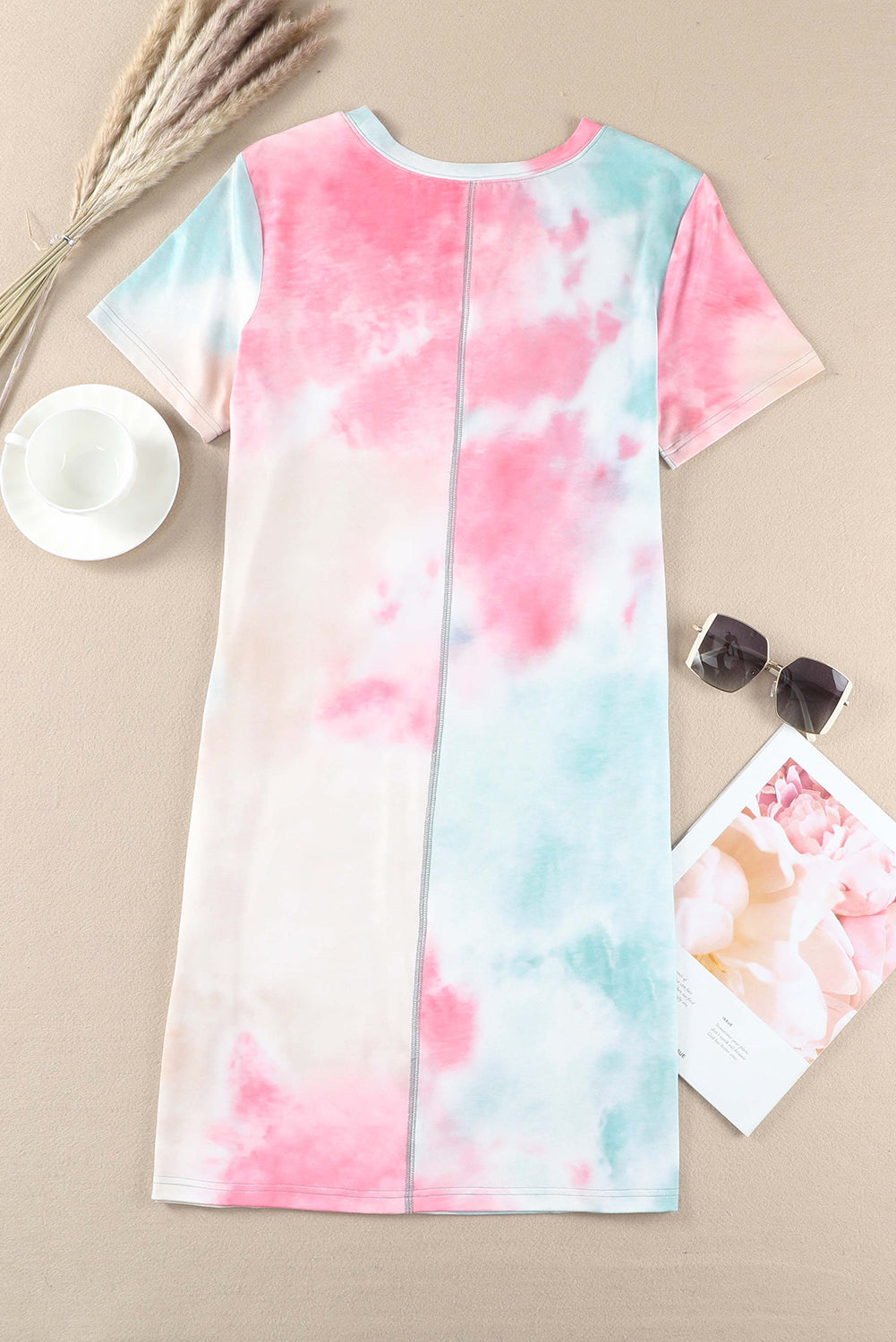 Multicolor Tie Dye Oversized Slit Tee Dress - Premium Dresses from Momma Done Gone Crafty- Just $47.10! Shop now at Momma Done Gone Crafty
