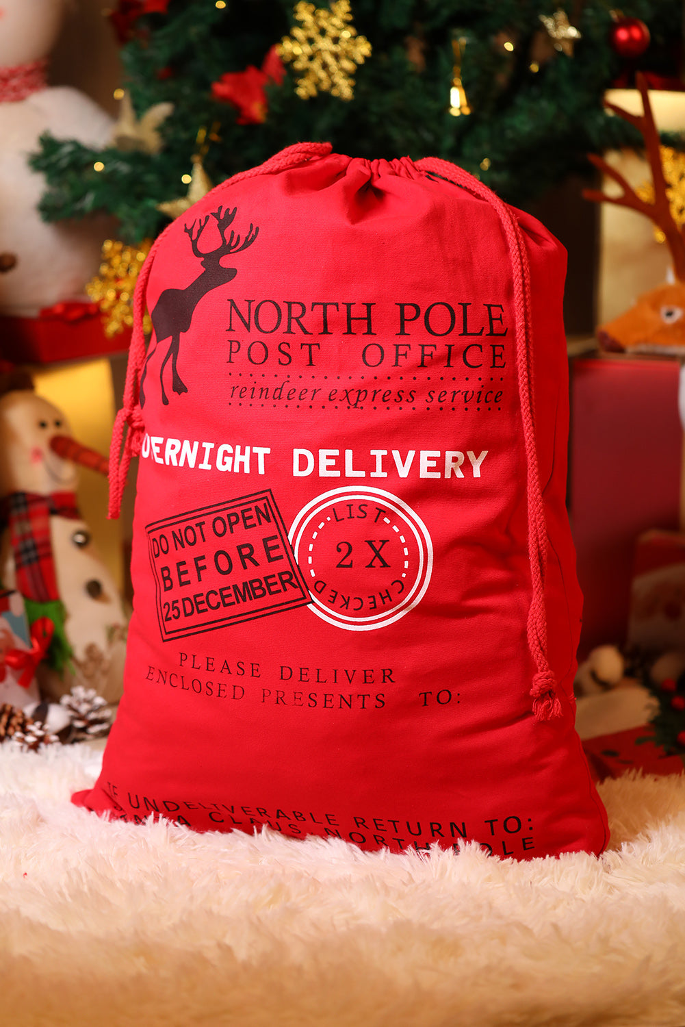 Fiery Red Christmas Drawstring Large Gift Bag - Premium Accessories from Momma Done Gone Crafty- Just $13.68! Shop now at Momma Done Gone Crafty