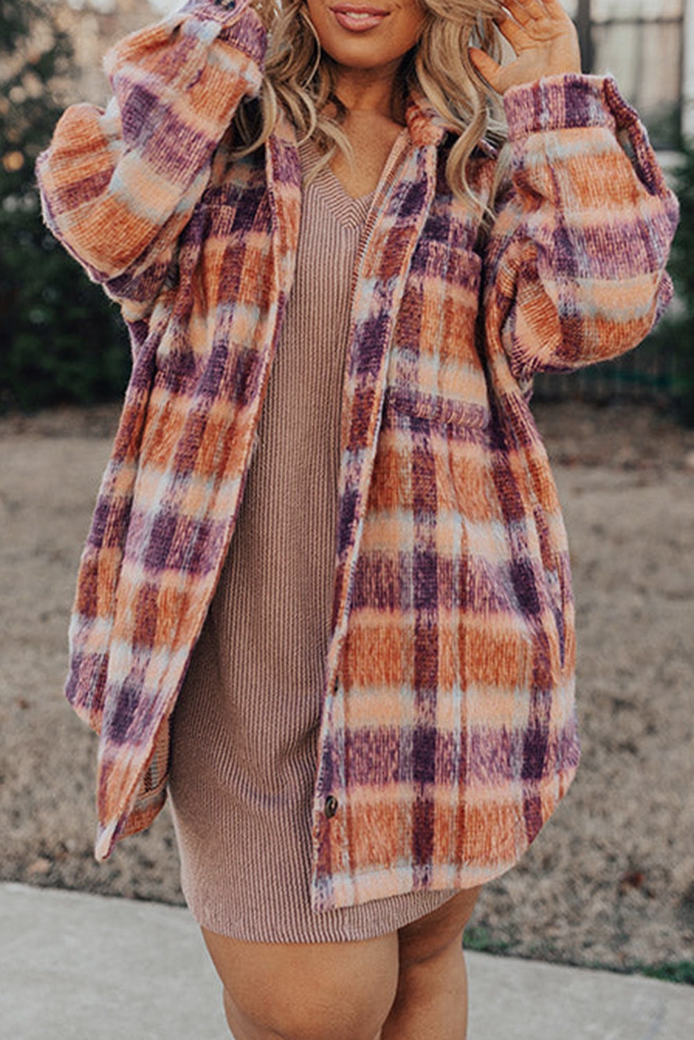 Multicolour Plus Size Plaid Print Collared Button up Jacket - Premium Sale (50% OFF)/20% OFF from Ashes 2 Wildflowers Boutique, LLC- Just $44.68! Shop now at Ashes 2 Wildflowers Boutique, LLC