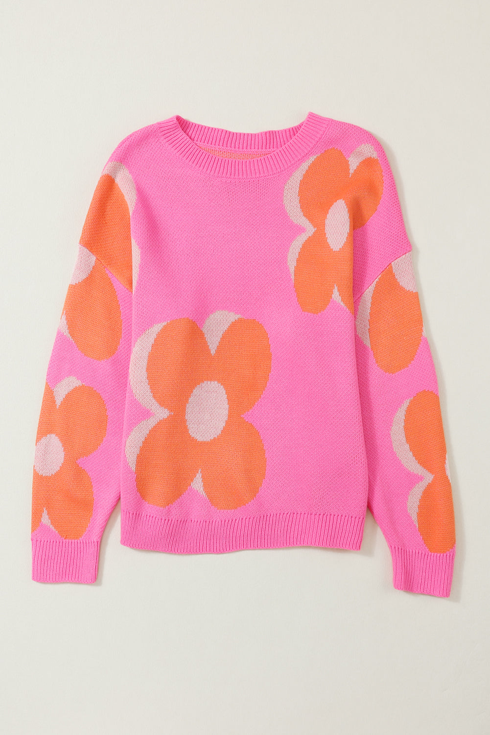 Flower Pattern Slouchy Sweater - Premium Tops from Momma Done Gone Crafty- Just $37.23! Shop now at Momma Done Gone Crafty