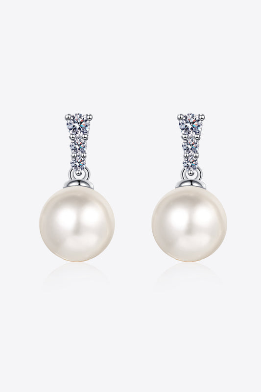 Moissanite Pearl Drop Earrings - Premium  from Momma Done Gone Crafty- Just $97.99! Shop now at Momma Done Gone Crafty