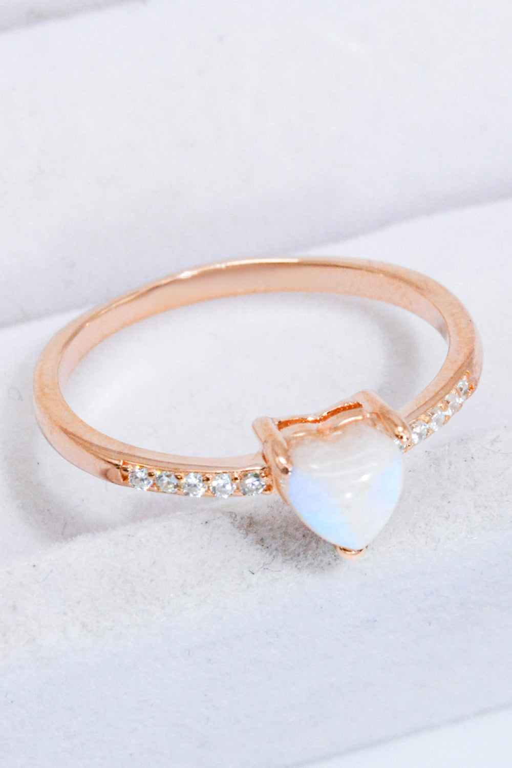 Natural Moonstone Heart 18K Rose Gold-Plated Ring - Premium  from Momma Done Gone Crafty- Just $41.99! Shop now at Momma Done Gone Crafty