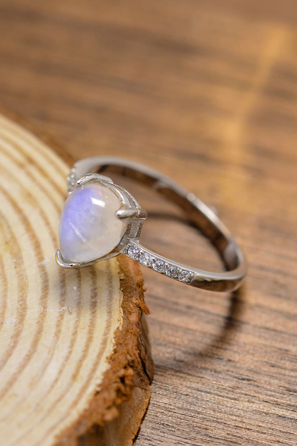 High Quality Natural Moonstone Teardrop Side Stone Ring - Premium  from Momma Done Gone Crafty- Just $48.99! Shop now at Momma Done Gone Crafty
