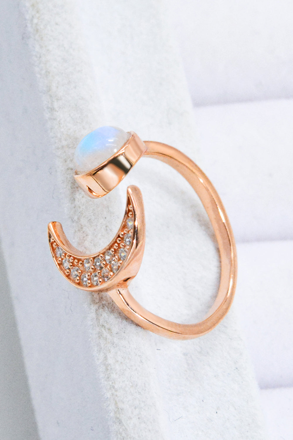Natural Moonstone and Zircon Sun & Moon Open Ring - Premium  from Momma Done Gone Crafty- Just $38.99! Shop now at Momma Done Gone Crafty