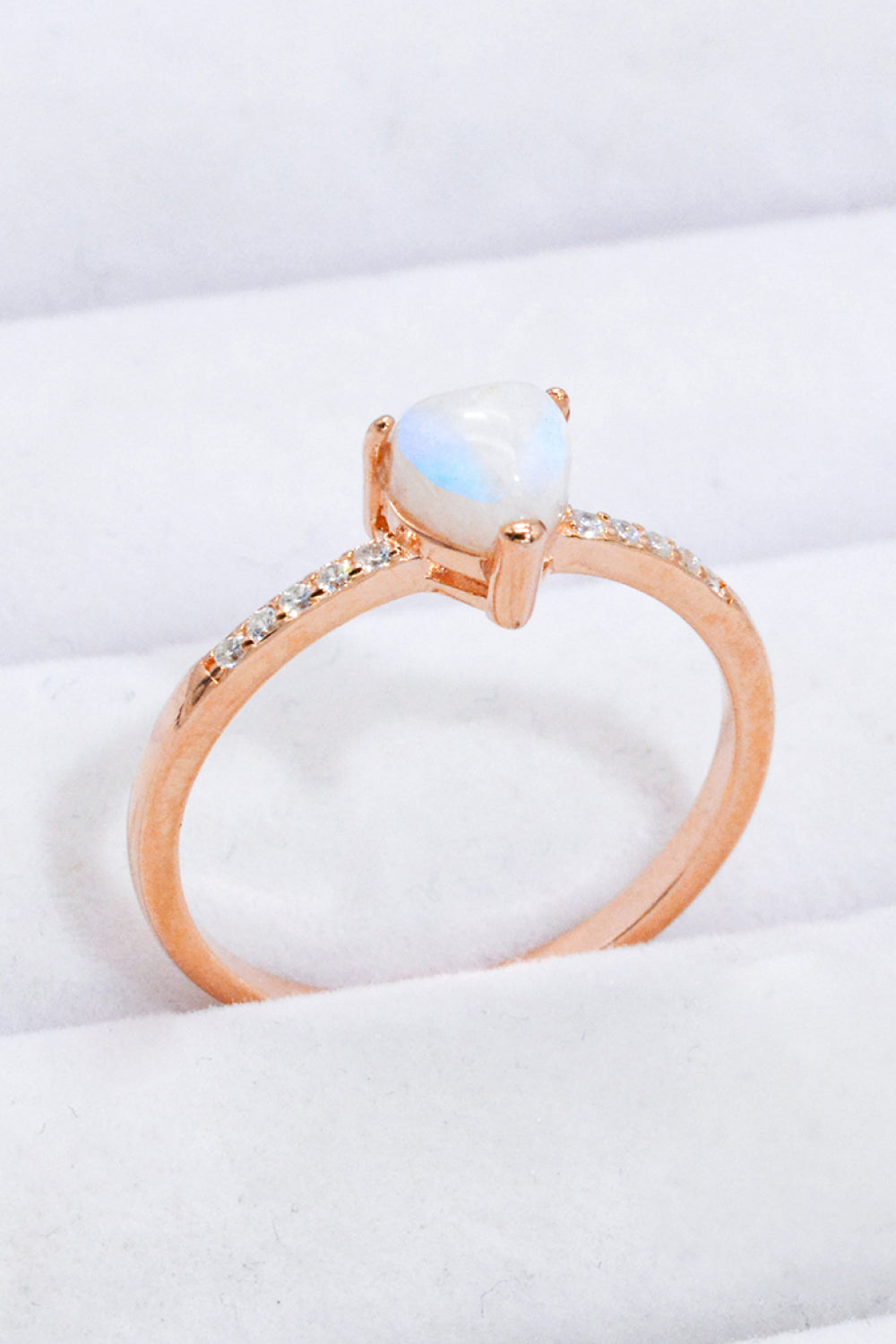 Natural Moonstone Heart 18K Rose Gold-Plated Ring - Premium  from Momma Done Gone Crafty- Just $41.99! Shop now at Momma Done Gone Crafty