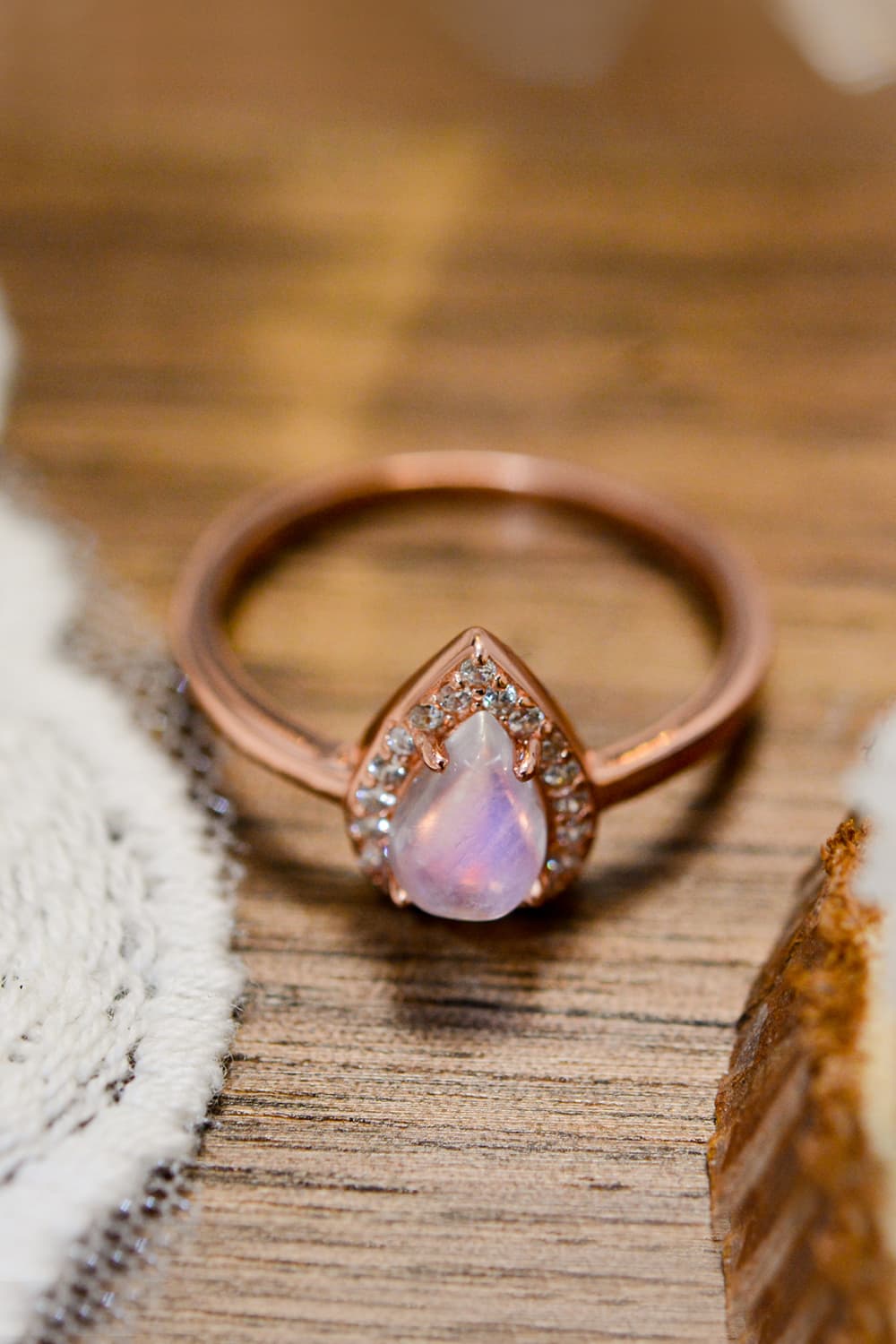 Moonstone Teardrop 925 Sterling Silver Halo Ring - Premium  from Momma Done Gone Crafty- Just $55! Shop now at Momma Done Gone Crafty
