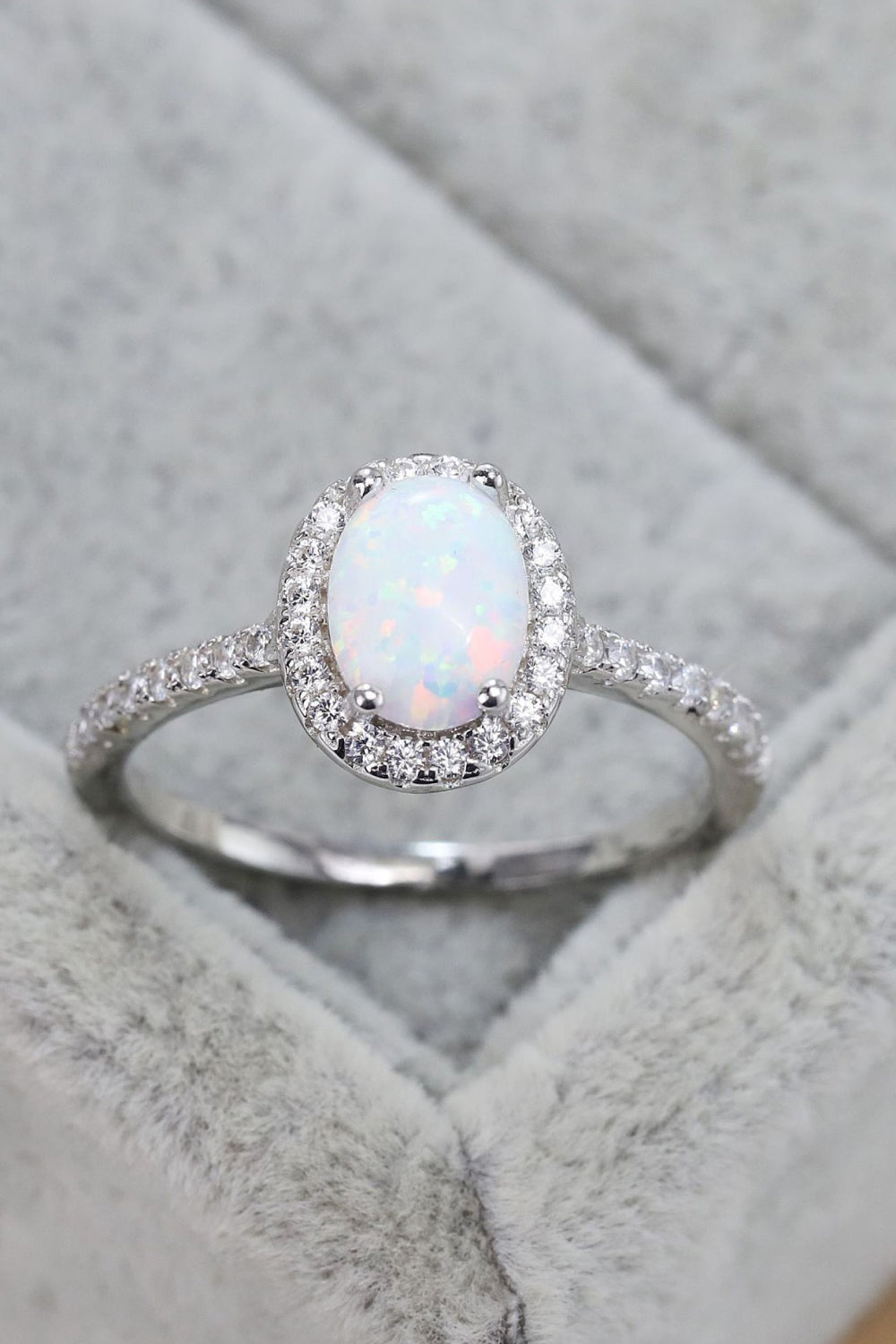 Opal 925 Sterling Silver Halo Ring - Premium  from Momma Done Gone Crafty- Just $55! Shop now at Momma Done Gone Crafty