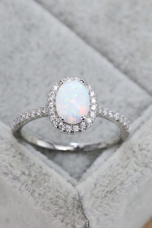 Opal 925 Sterling Silver Halo Ring - Premium  from Momma Done Gone Crafty- Just $55! Shop now at Momma Done Gone Crafty