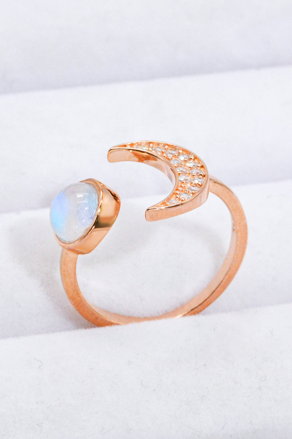 Natural Moonstone and Zircon Sun & Moon Open Ring - Premium  from Momma Done Gone Crafty- Just $38.99! Shop now at Momma Done Gone Crafty