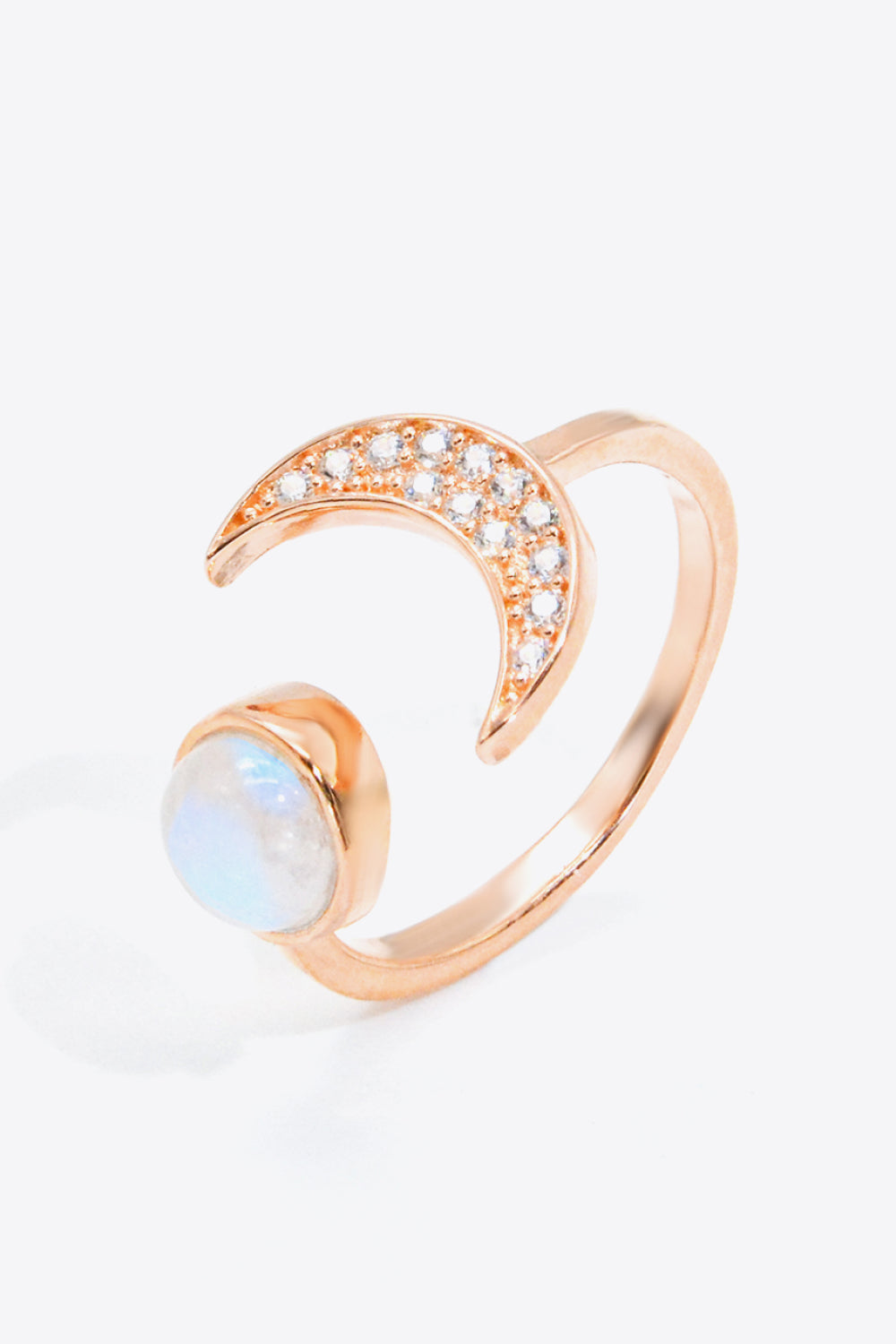 Natural Moonstone and Zircon Sun & Moon Open Ring - Premium  from Momma Done Gone Crafty- Just $38.99! Shop now at Momma Done Gone Crafty