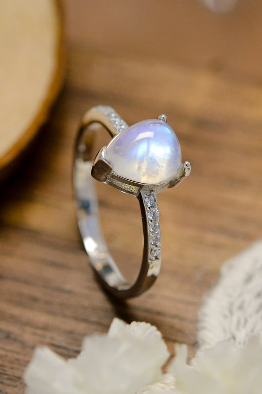High Quality Natural Moonstone Teardrop Side Stone Ring - Premium  from Momma Done Gone Crafty- Just $48.99! Shop now at Momma Done Gone Crafty
