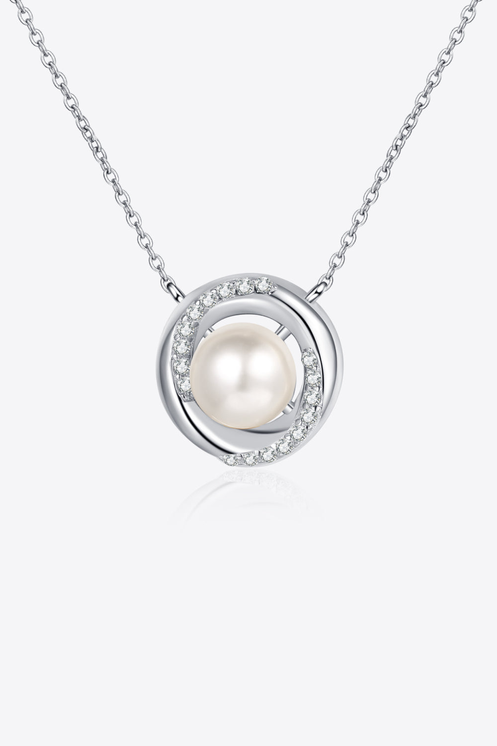 Moissanite Pearl Rhodium-Plated Necklace - Premium  from Momma Done Gone Crafty- Just $79.99! Shop now at Momma Done Gone Crafty
