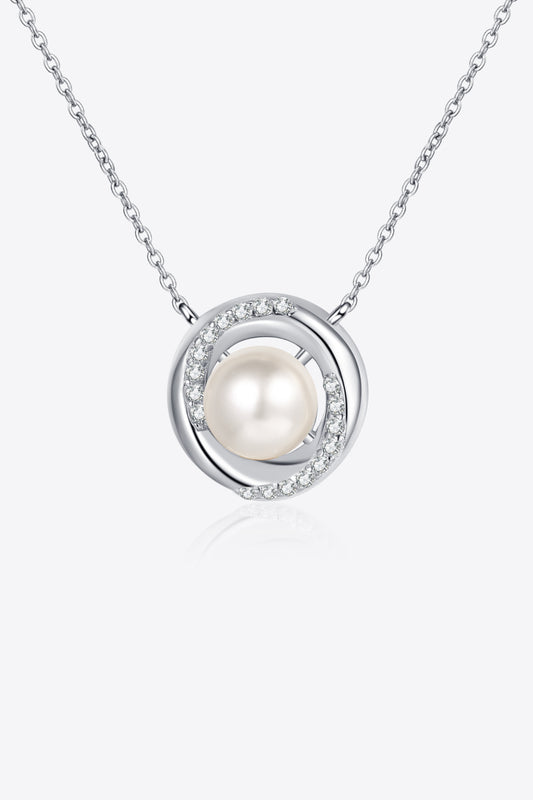 Moissanite Pearl Rhodium-Plated Necklace - Premium  from Momma Done Gone Crafty- Just $79.99! Shop now at Momma Done Gone Crafty