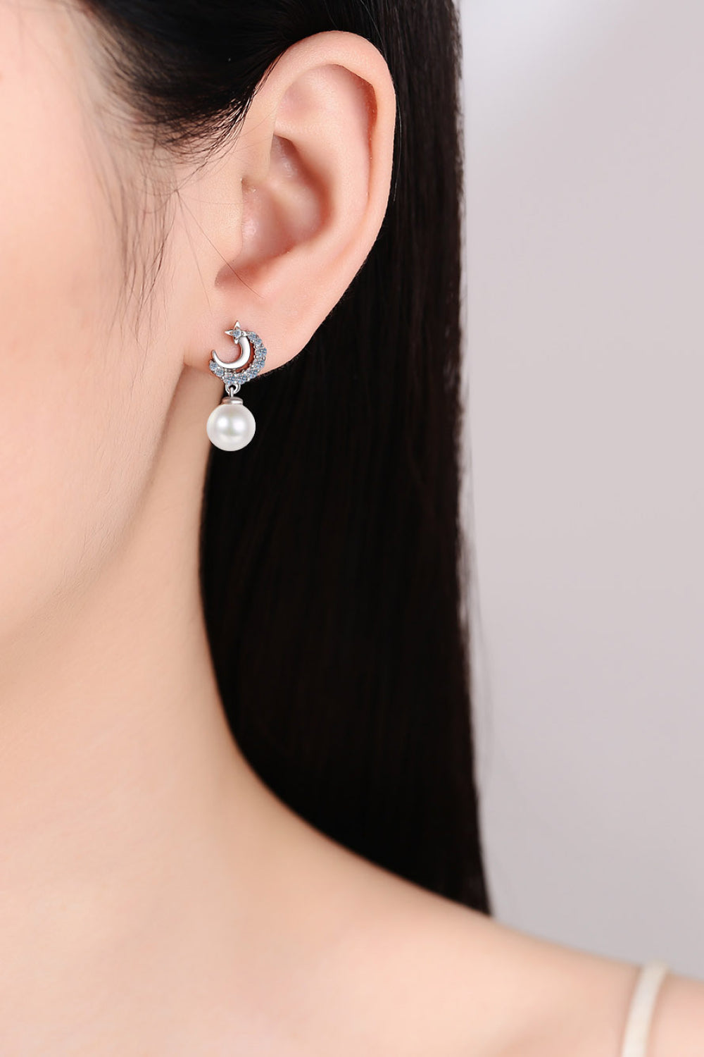 Moissanite Pearl Drop Earrings - Premium  from Momma Done Gone Crafty- Just $109.99! Shop now at Momma Done Gone Crafty