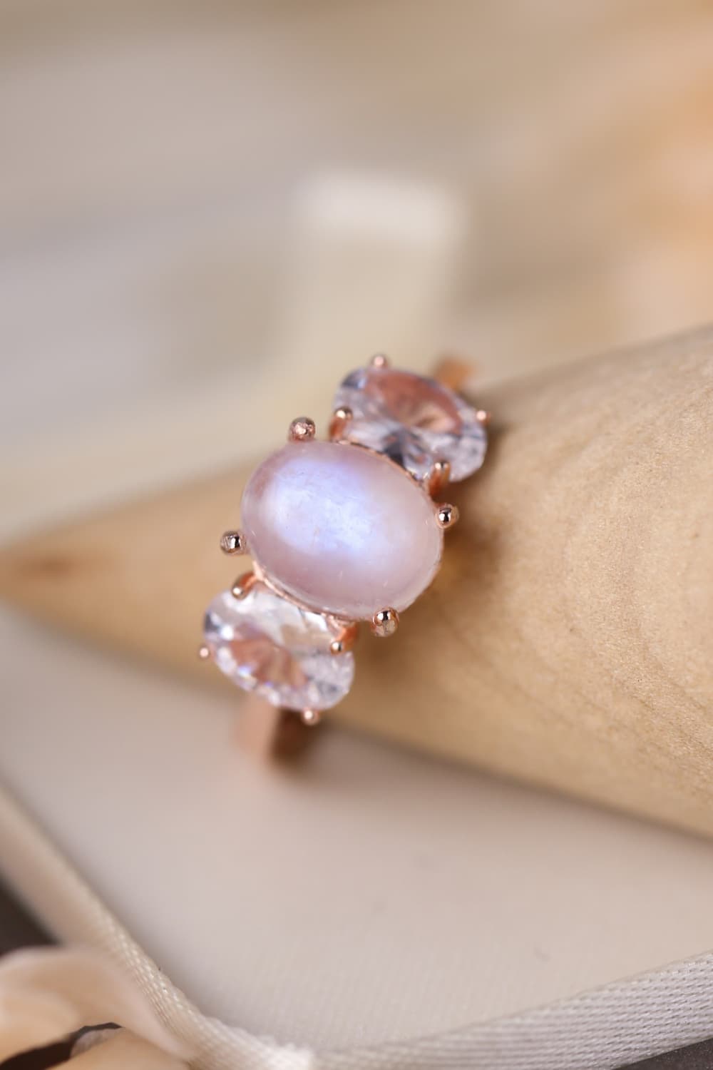 High Quality Natural Moonstone 925 Sterling Silver Three Stone Ring - Premium  from Momma Done Gone Crafty- Just $55.99! Shop now at Momma Done Gone Crafty