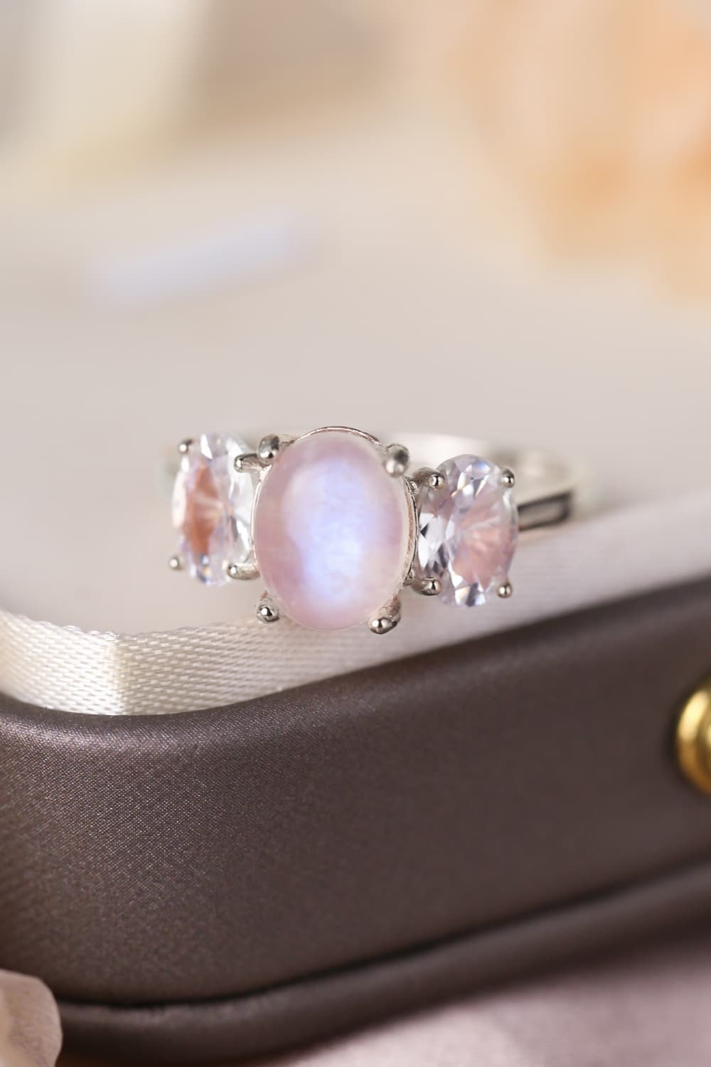 High Quality Natural Moonstone 925 Sterling Silver Three Stone Ring - Premium  from Momma Done Gone Crafty- Just $55.99! Shop now at Momma Done Gone Crafty