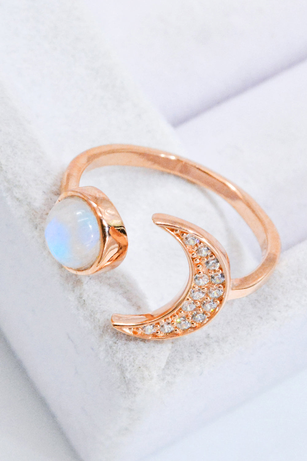 Natural Moonstone and Zircon Sun & Moon Open Ring - Premium  from Momma Done Gone Crafty- Just $38.99! Shop now at Momma Done Gone Crafty