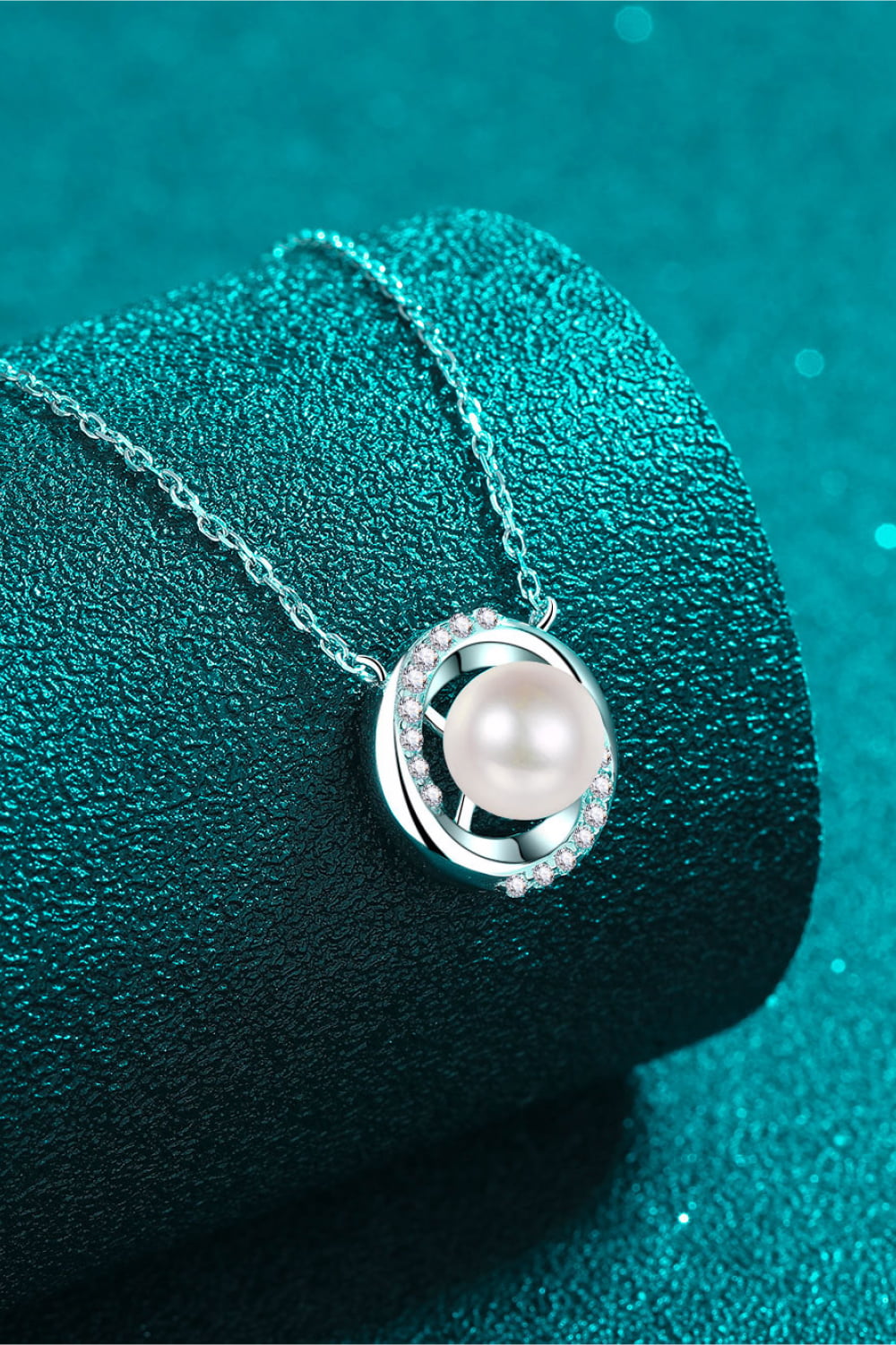 Moissanite Pearl Rhodium-Plated Necklace - Premium  from Momma Done Gone Crafty- Just $79.99! Shop now at Momma Done Gone Crafty
