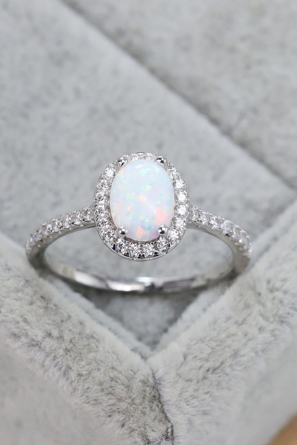 Opal 925 Sterling Silver Halo Ring - Premium  from Momma Done Gone Crafty- Just $55! Shop now at Momma Done Gone Crafty