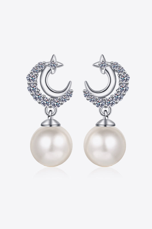 Moissanite Pearl Drop Earrings - Premium  from Momma Done Gone Crafty- Just $109.99! Shop now at Momma Done Gone Crafty
