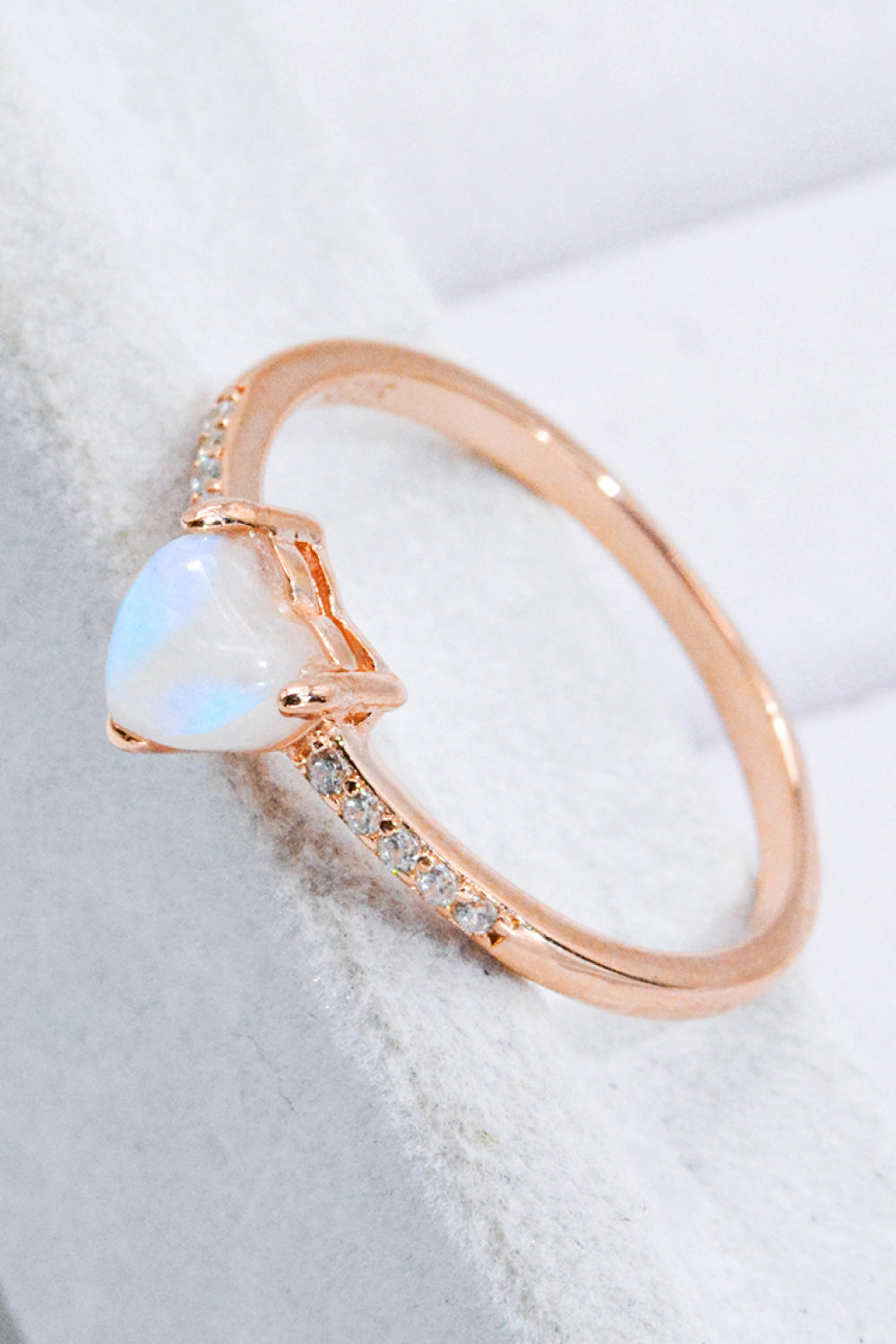 Natural Moonstone Heart 18K Rose Gold-Plated Ring - Premium  from Momma Done Gone Crafty- Just $41.99! Shop now at Momma Done Gone Crafty