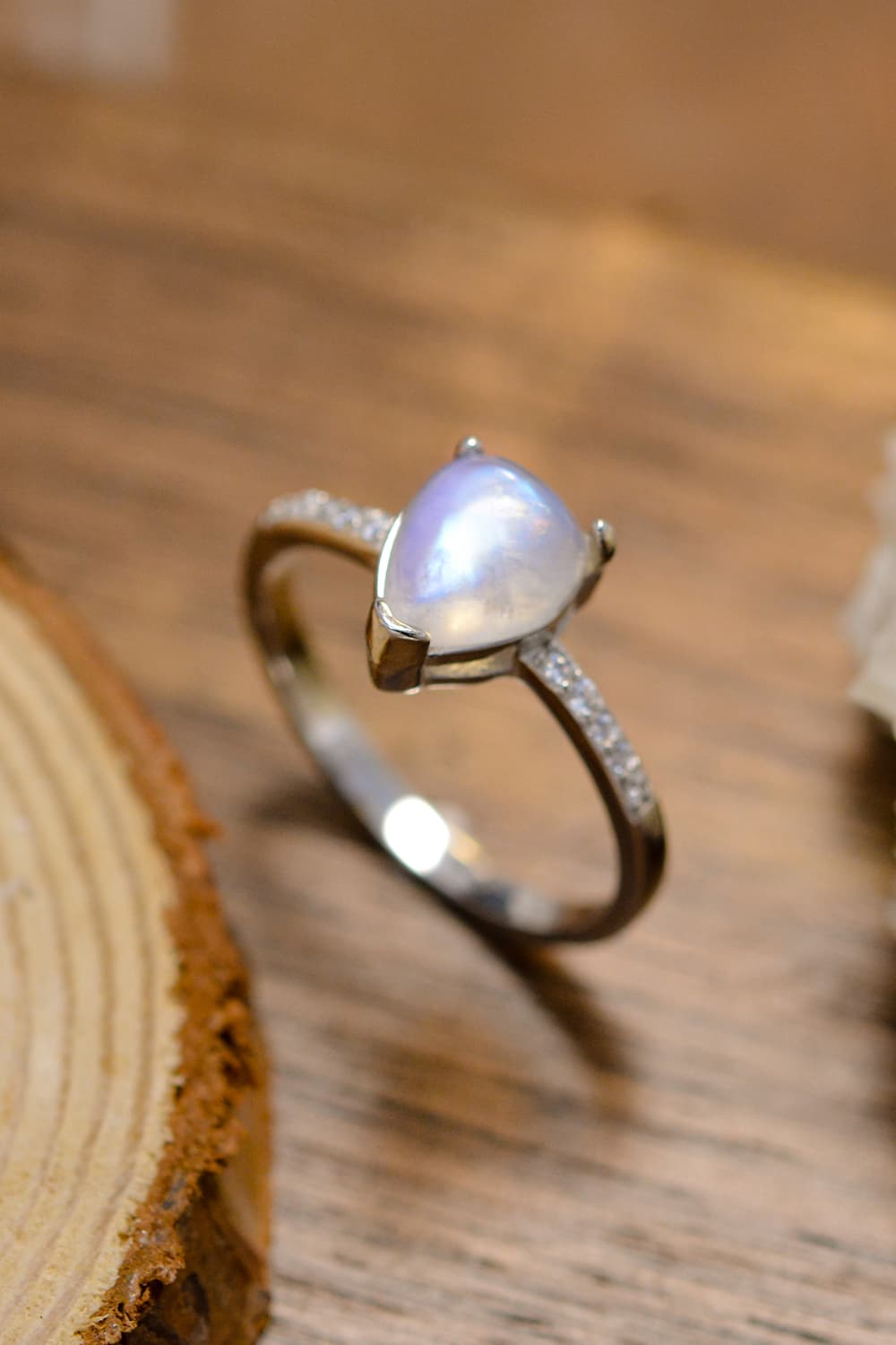High Quality Natural Moonstone Teardrop Side Stone Ring - Premium  from Momma Done Gone Crafty- Just $48.99! Shop now at Momma Done Gone Crafty