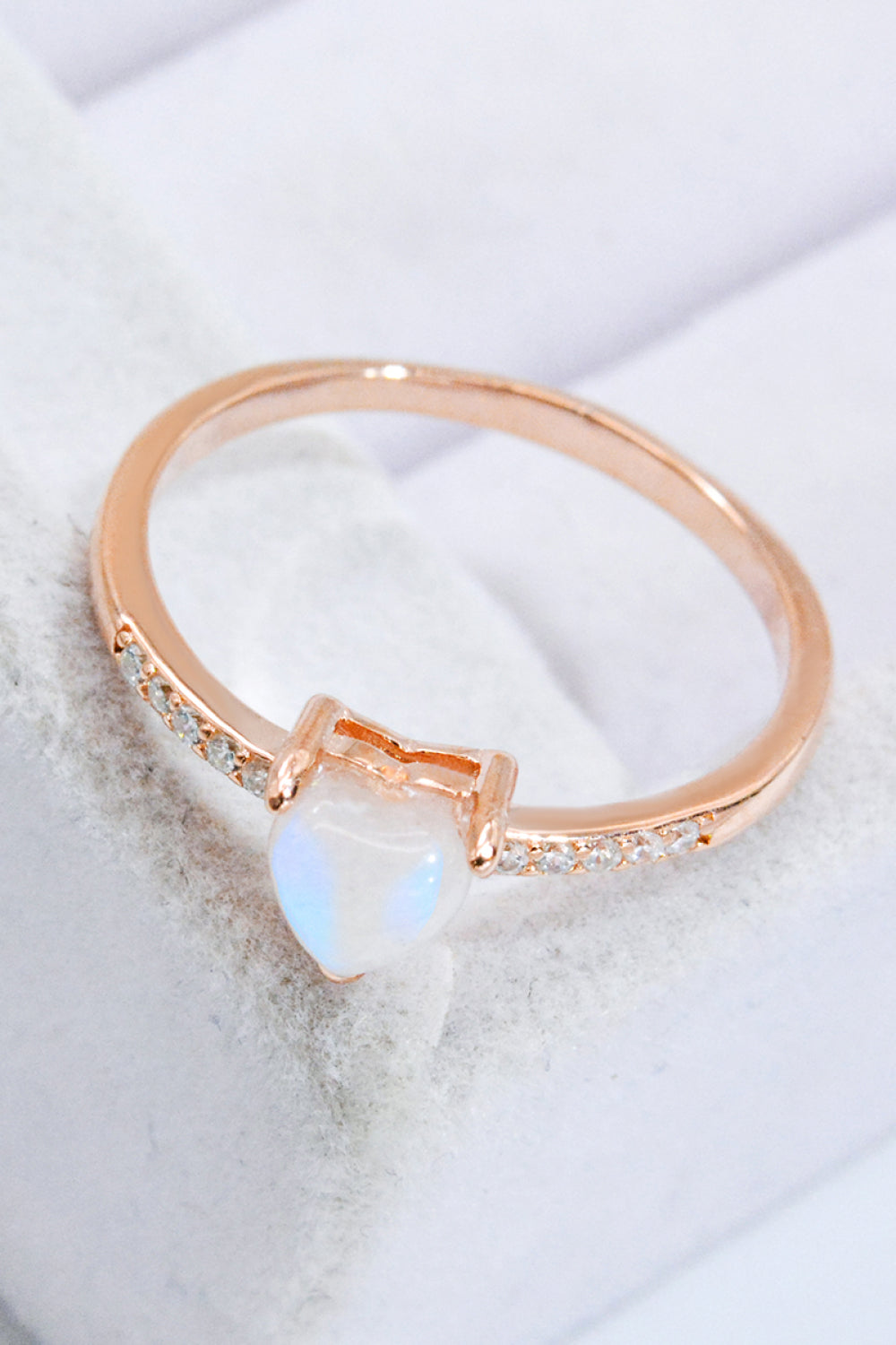 Natural Moonstone Heart 18K Rose Gold-Plated Ring - Premium  from Momma Done Gone Crafty- Just $41.99! Shop now at Momma Done Gone Crafty